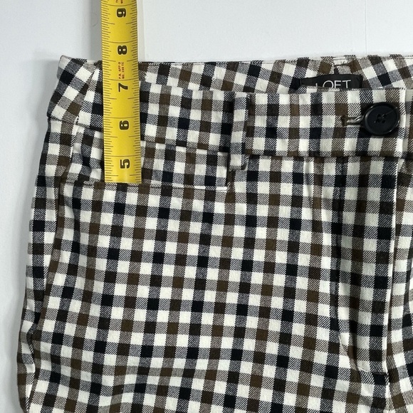 LOFT Women's Black Brown White Gingham Plaid Pants Skinny Cropped Stretch Size 8 - Picture 10 of 10